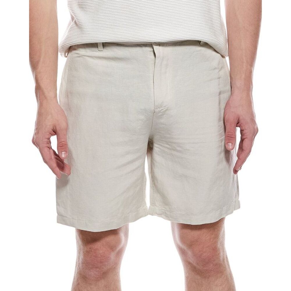 Tahari Mens  Woven Flat Front Linen-Blend Short, Brown